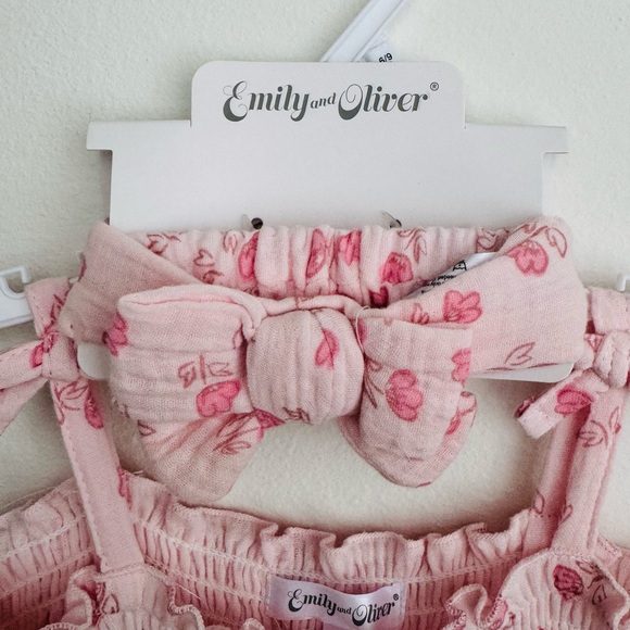 Emily & Oliver Baby Girls Floral Coverall & Headband Set Size NWT - Picture 5 of 13